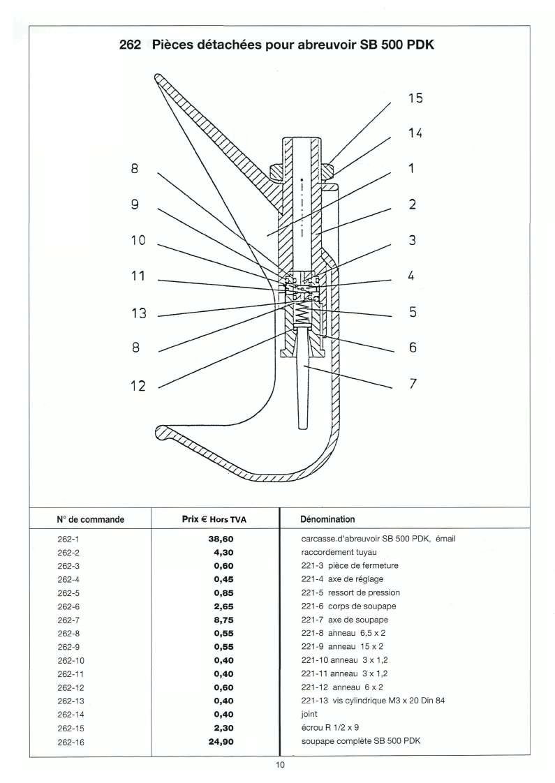 Pices de rechange ABREUVOIRE LISTER 