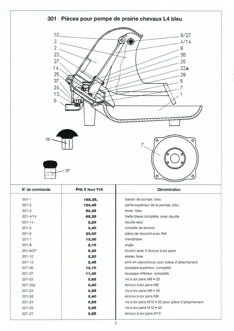 Pices de rechange pompe LISTER 