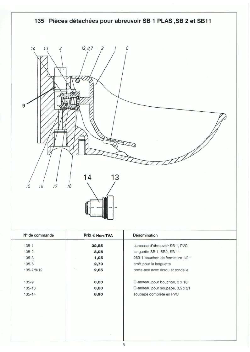 Pices de rechange ABREUVOIRE LISTER 