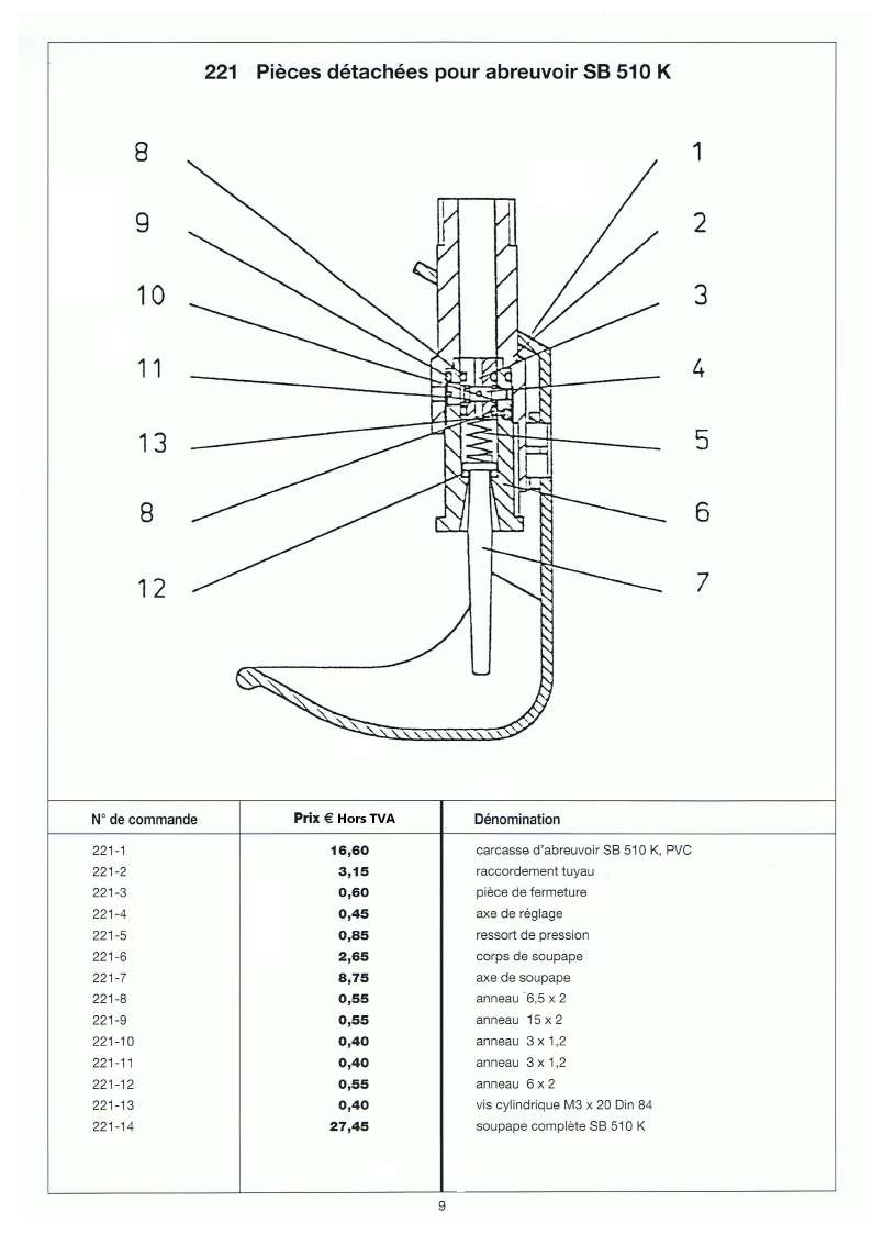 Pices de rechange ABREUVOIRE LISTER 